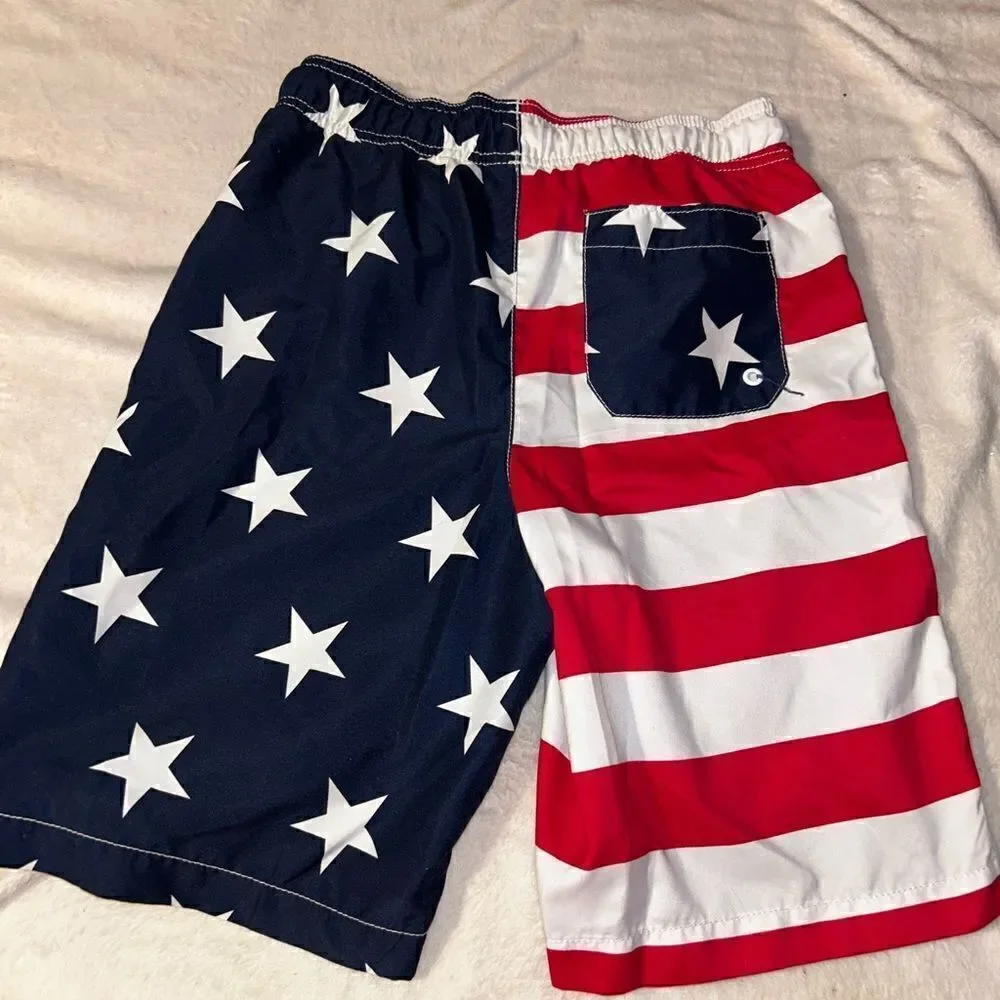 U.S.A. flag swim trunks size boys large